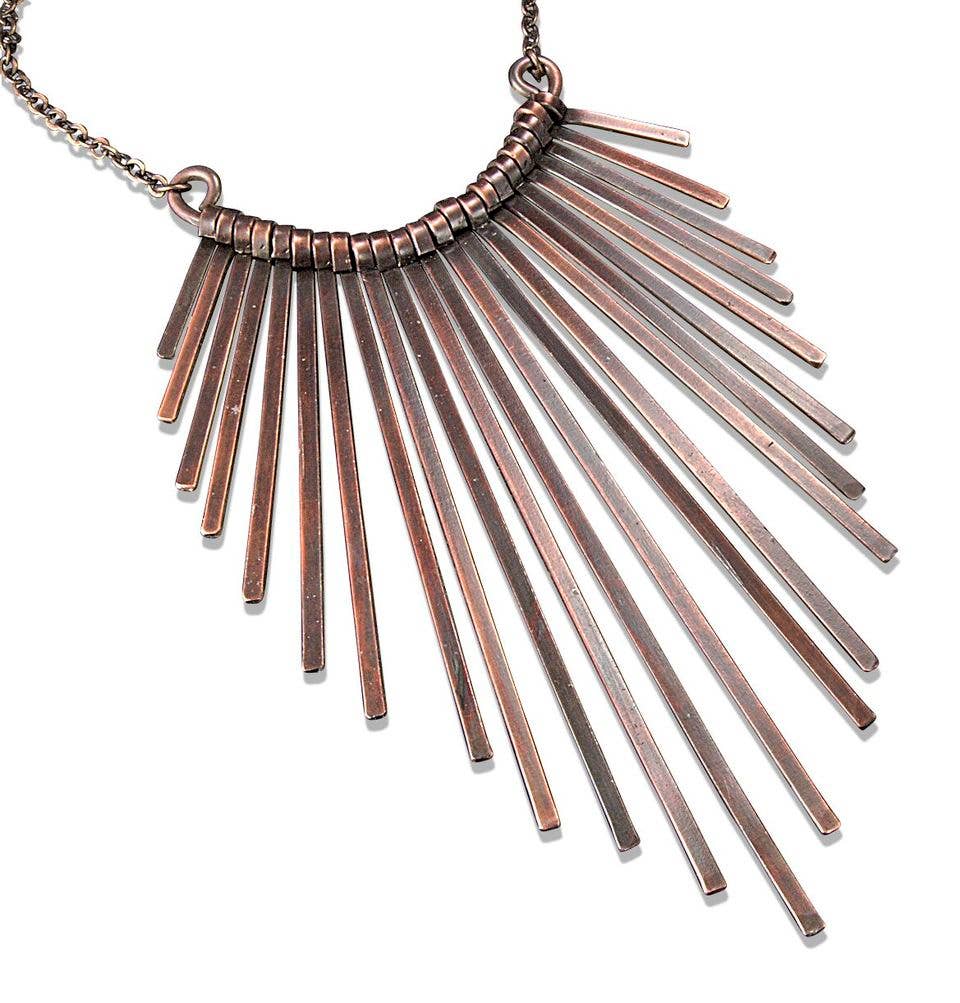 Handcrafted Antique Copper Long Spikes Necklace