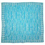 Block Printed Bandana - Aqua Circle Stripes Teardrop Border