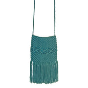 Josie Bag - Cotton macrame sling bag with fringes - Green