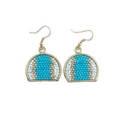 Seed Bead Arch Earrings - Blue