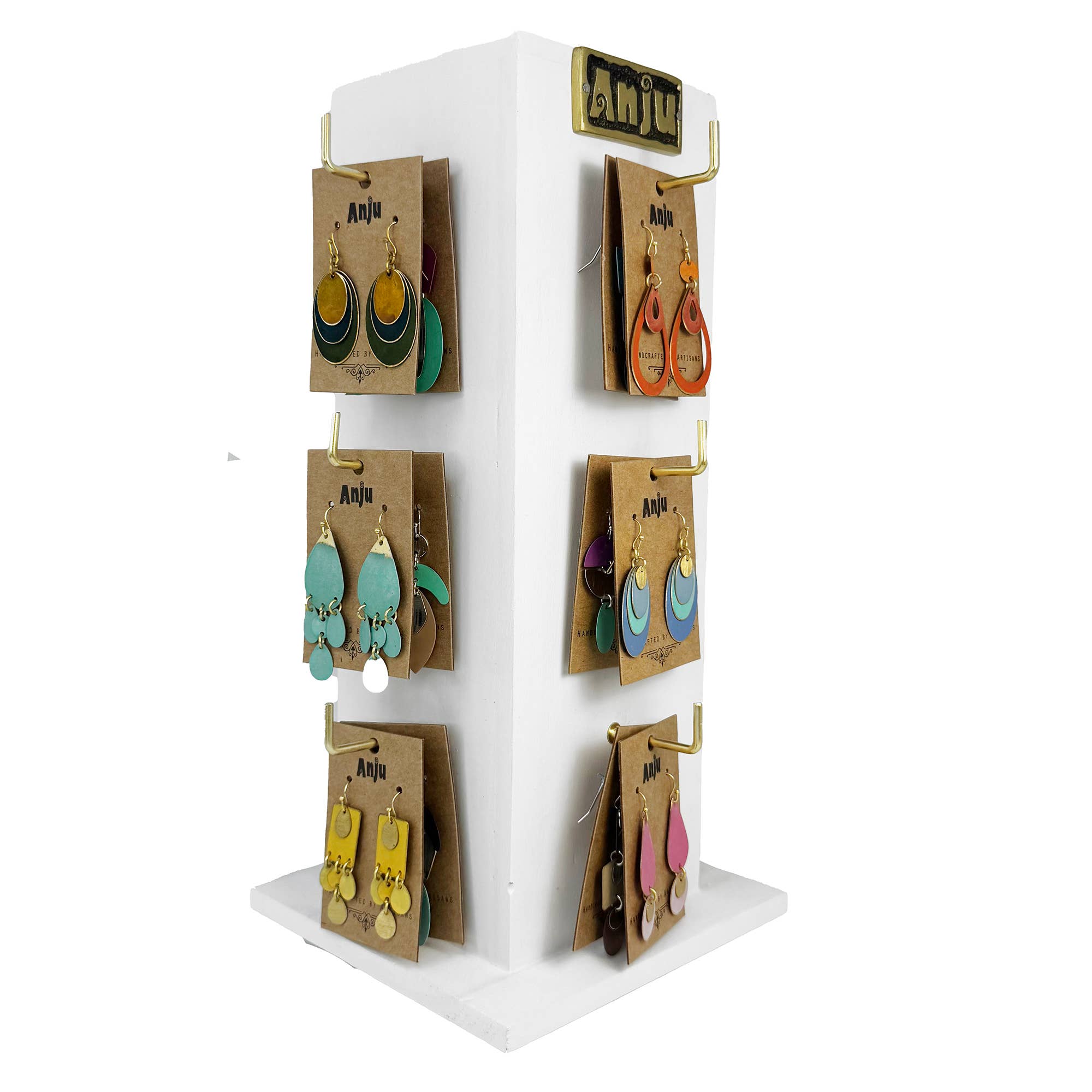 Handcrafted Colorful Patina Earring Prepack with display