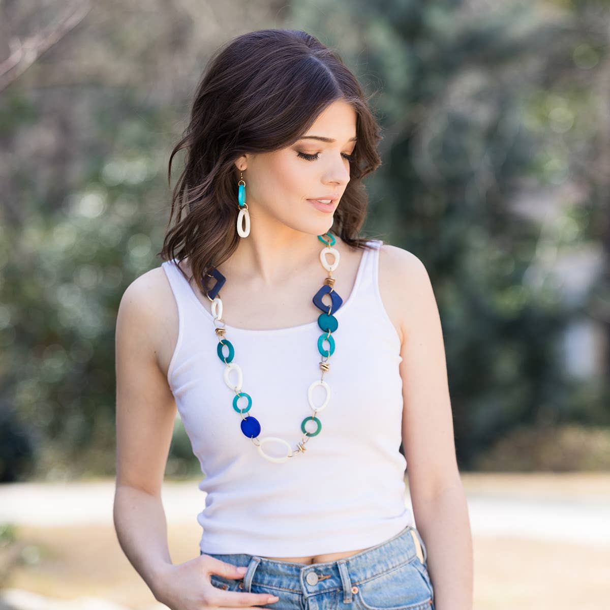 Omala Azure Coast Collection Necklace - Links and Brass