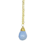 Gold-Plated Blue Lace Agate Teardrop Necklace