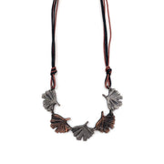 Pewter Necklace Gingko Leaves Antique Copper/Antique Silver