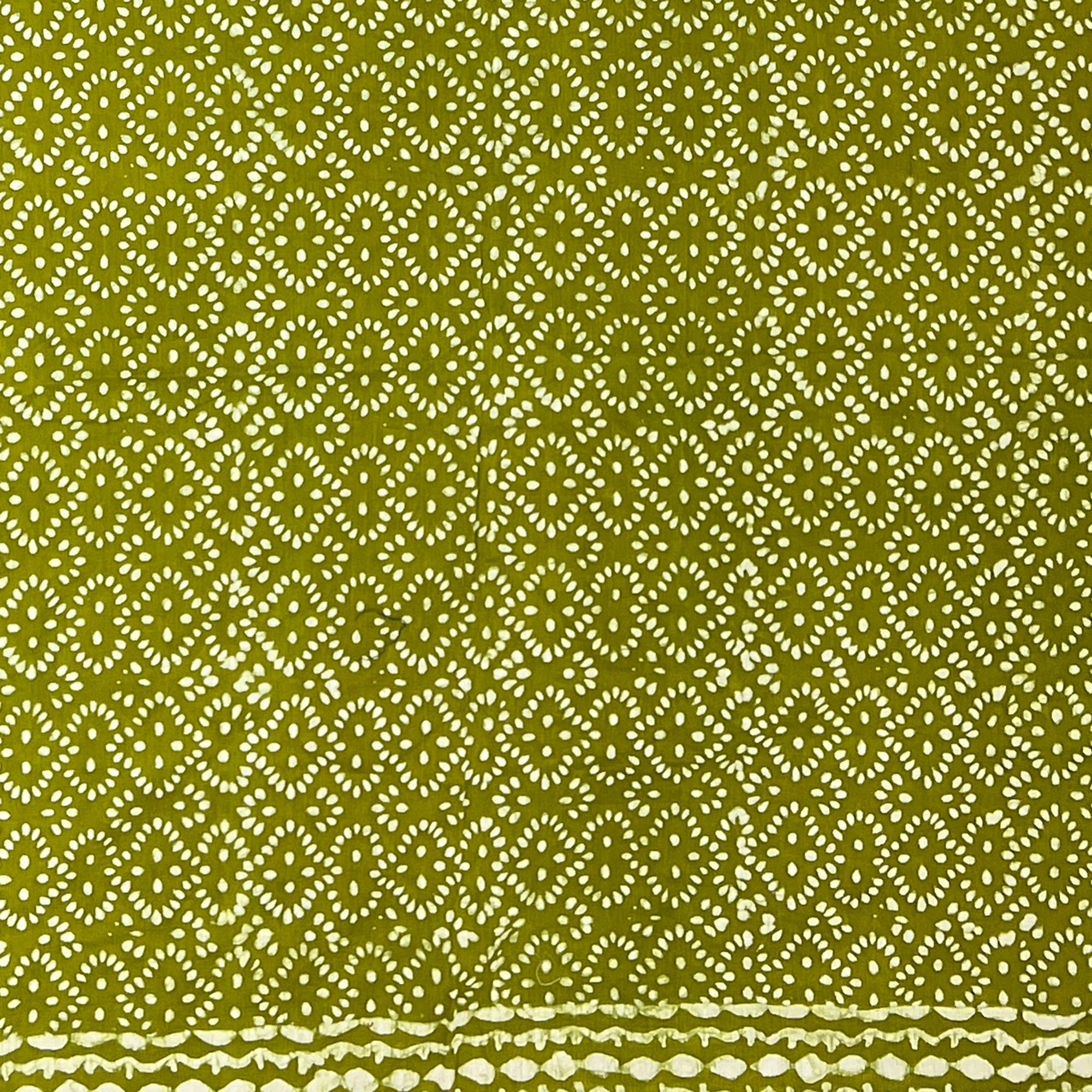 Handcrafted Cotton Sarong - Olive Dotted Geometric