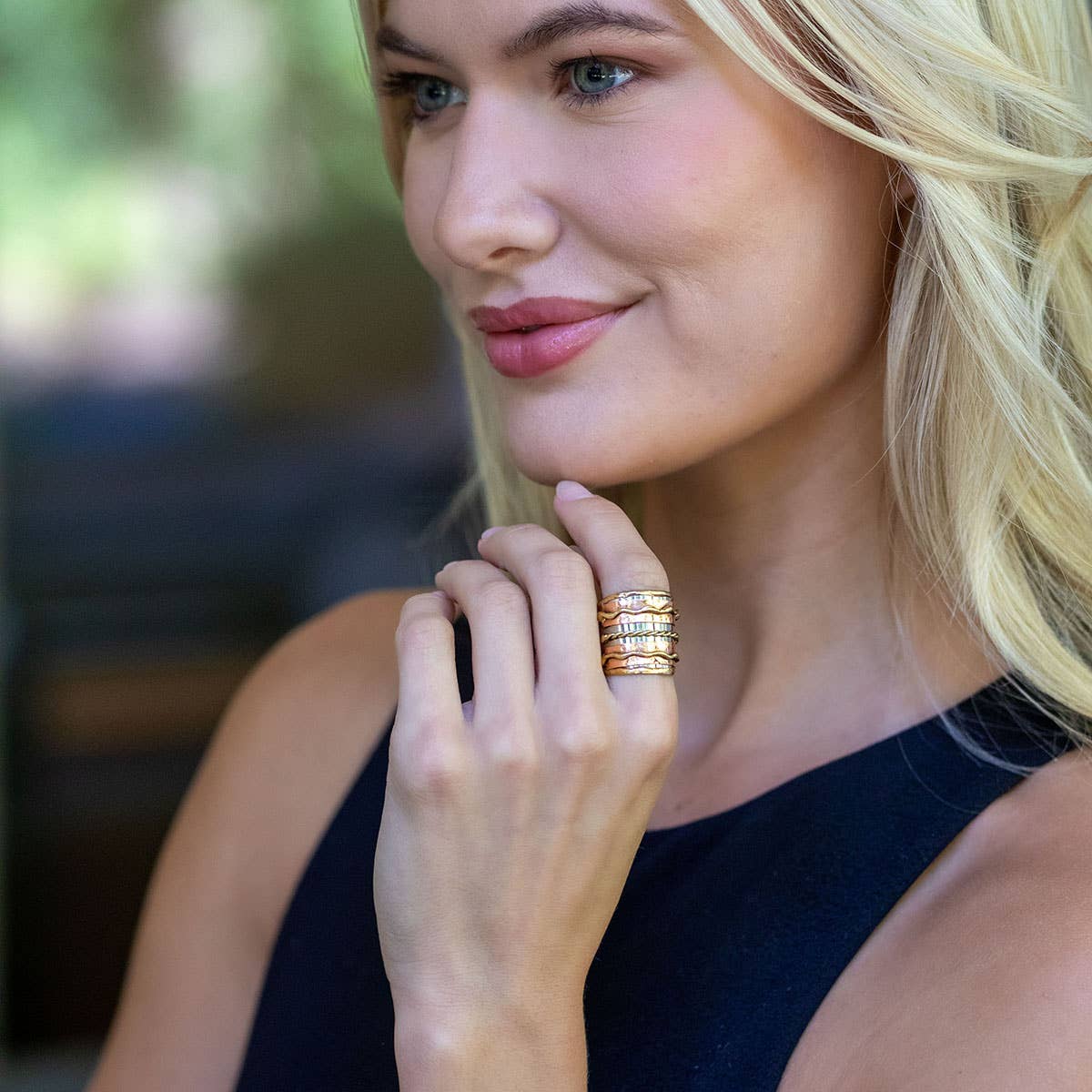 Janya Mixed Metal Ring - Wavy