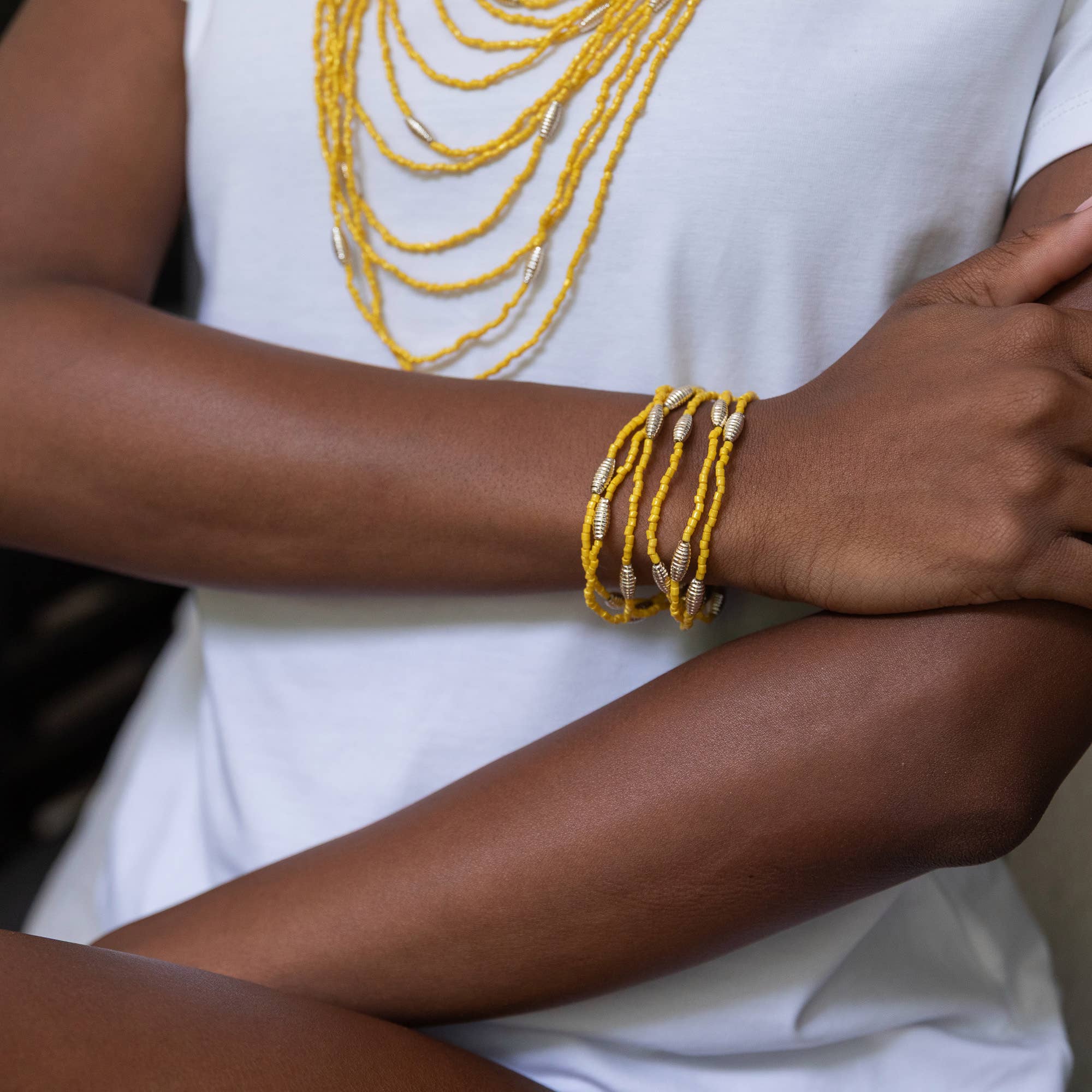 Seed Bead Stretch Bracelet - Yellow