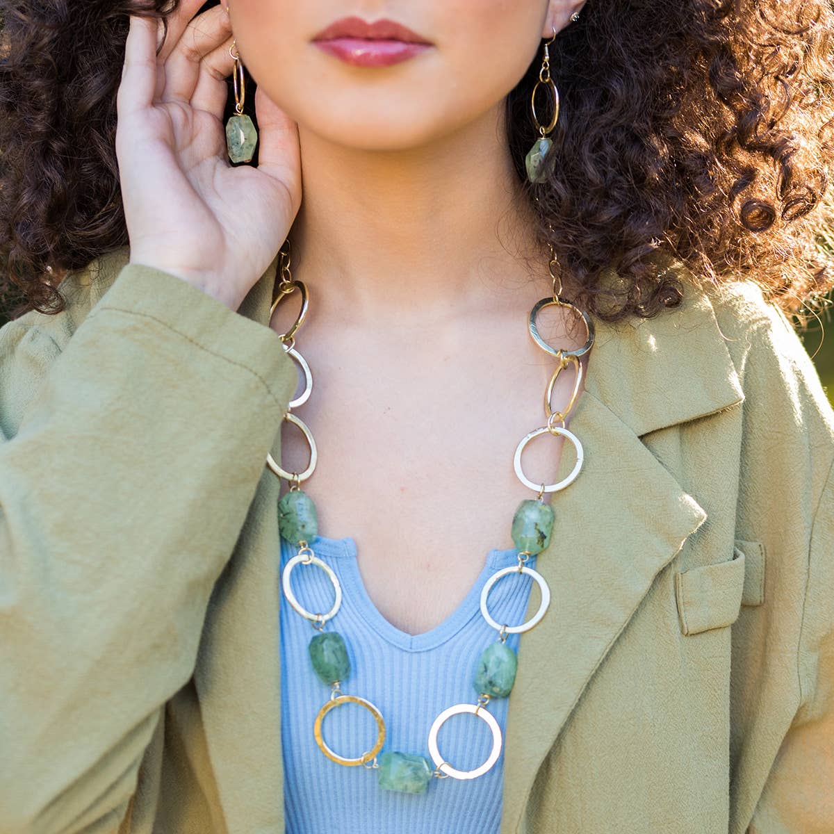 Gold Plated Semi-Precious Stone Long Necklaces, no Display