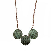 Copper Patina Necklace - Striped Spirals
