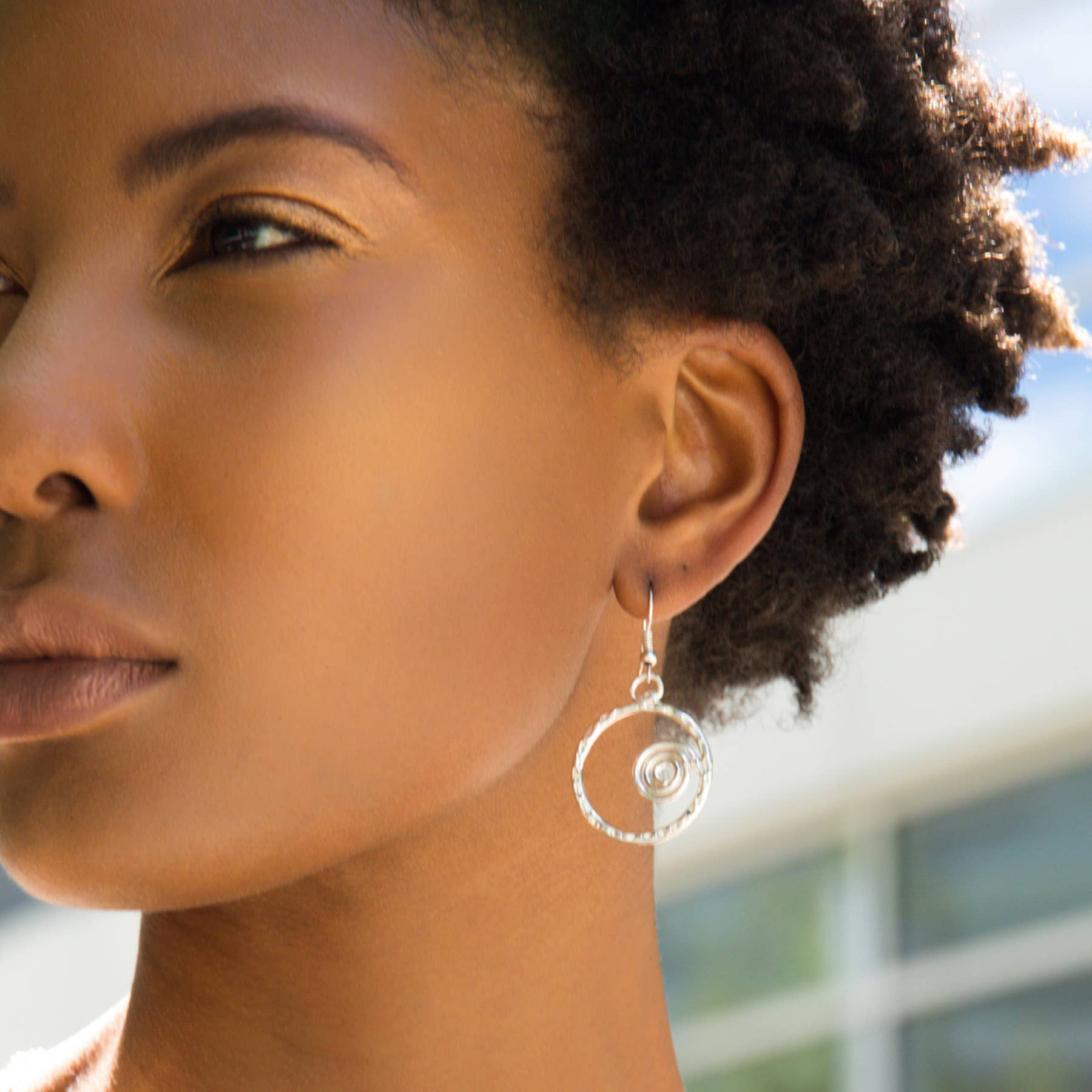 Silver Plated Earrings - Small Spiral in Hoop