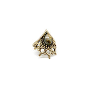 Tanvi Collection Ring - Gold Ornate with Labradorite