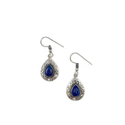 Tanvi Collection Earrings - Silver Teardrop with Lapis