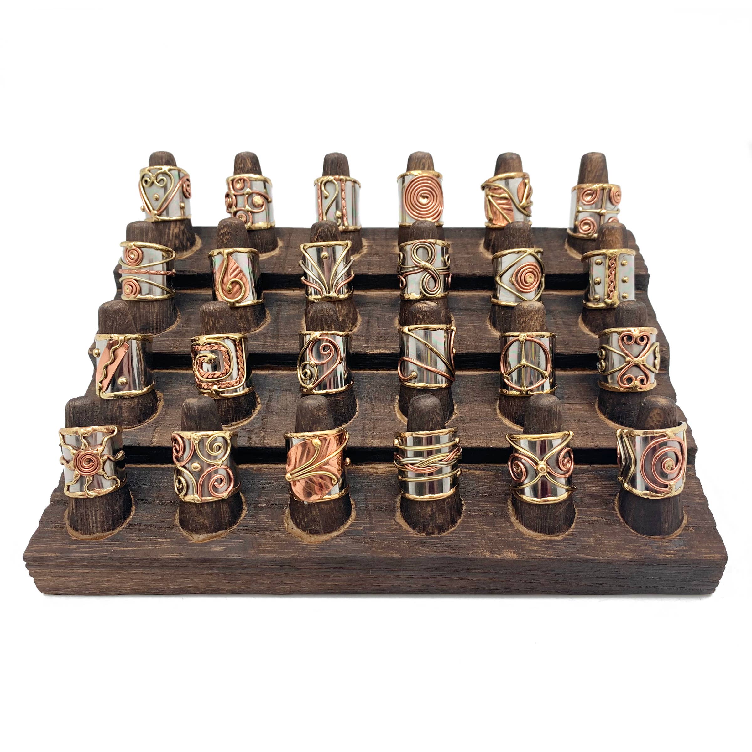 Mixed Metal Cuff Rings And Display - 24 Rings