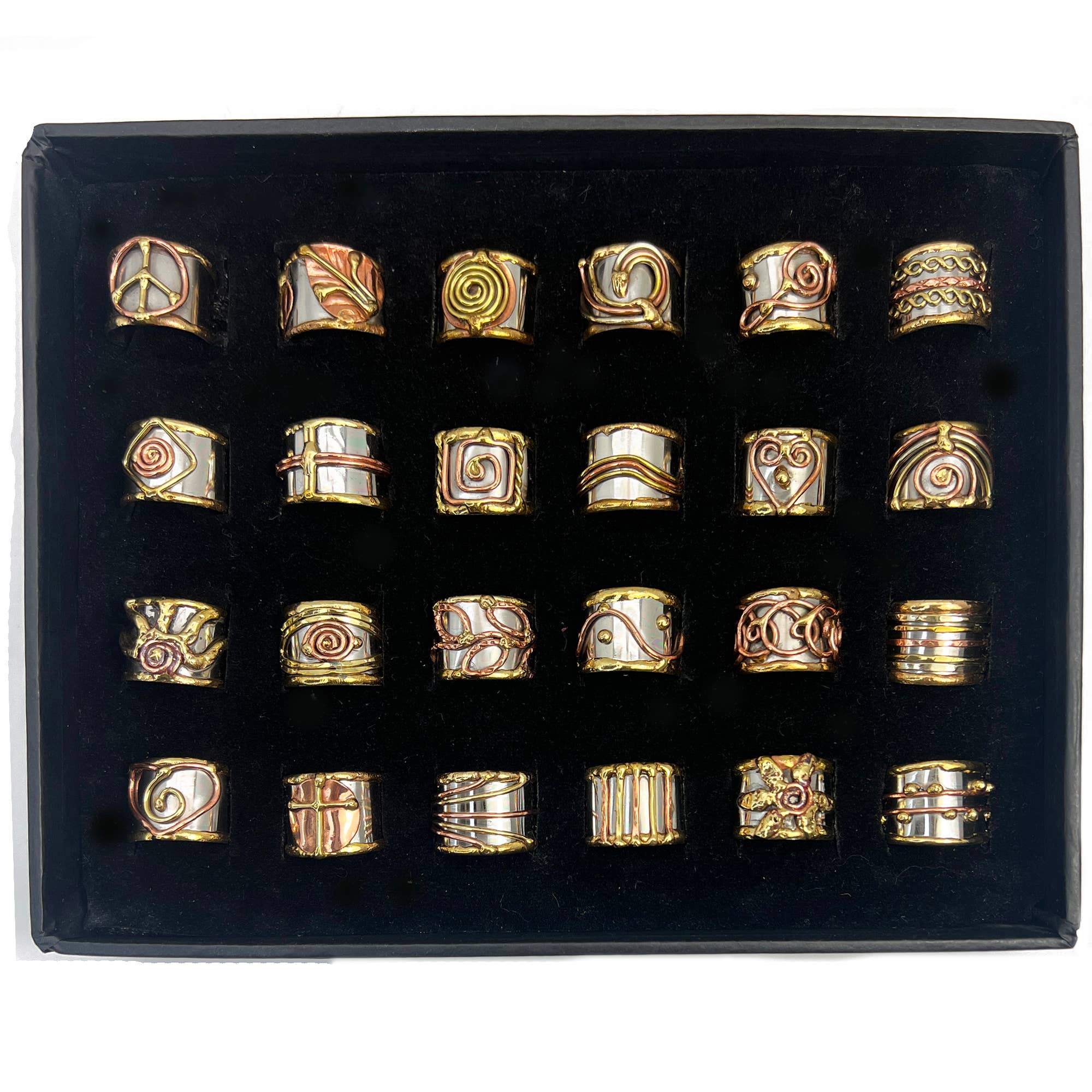 Mixed Metal Narrow Rings Prepack with Display - 24 count