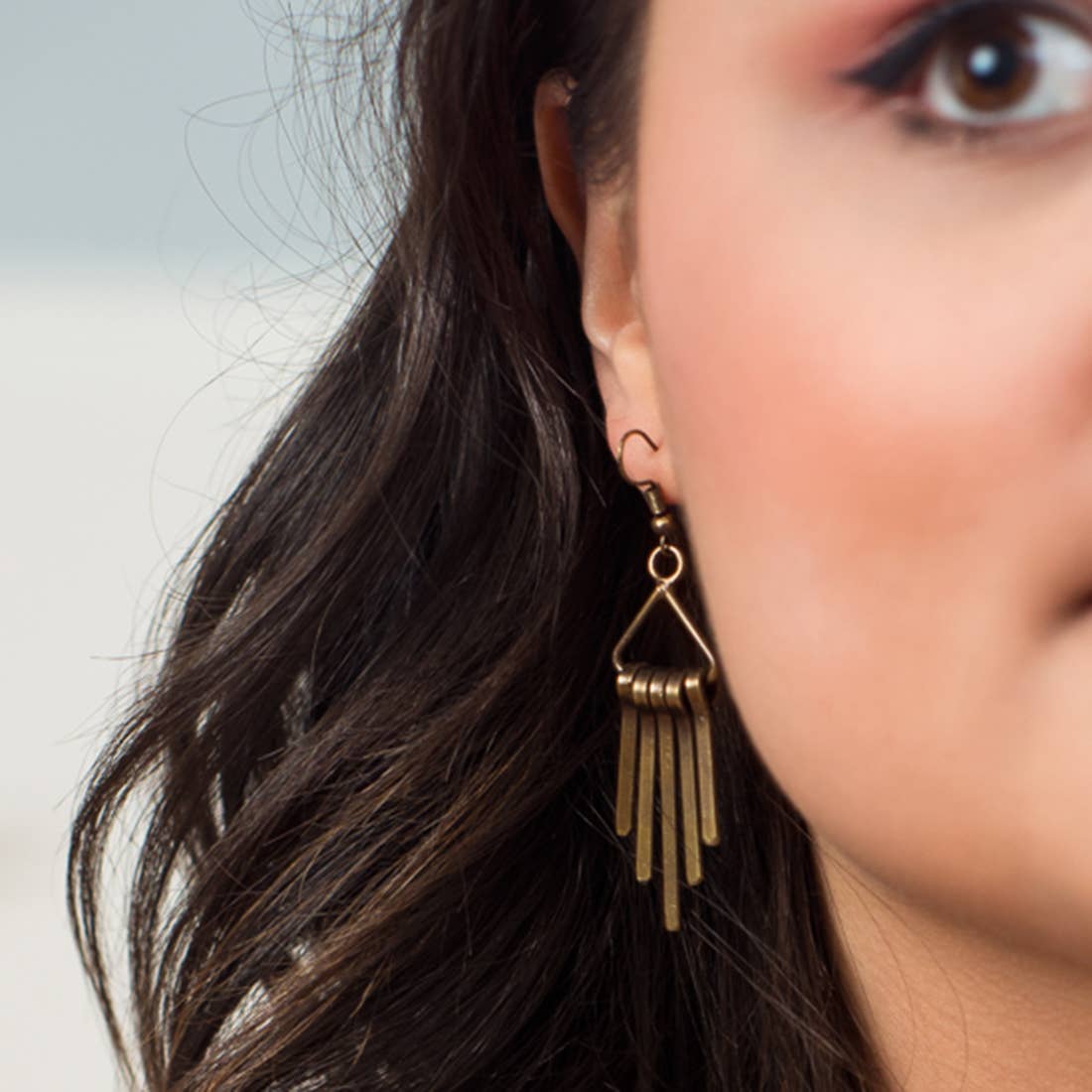 Banjara Triangle Earrings - Antique Brass Bars