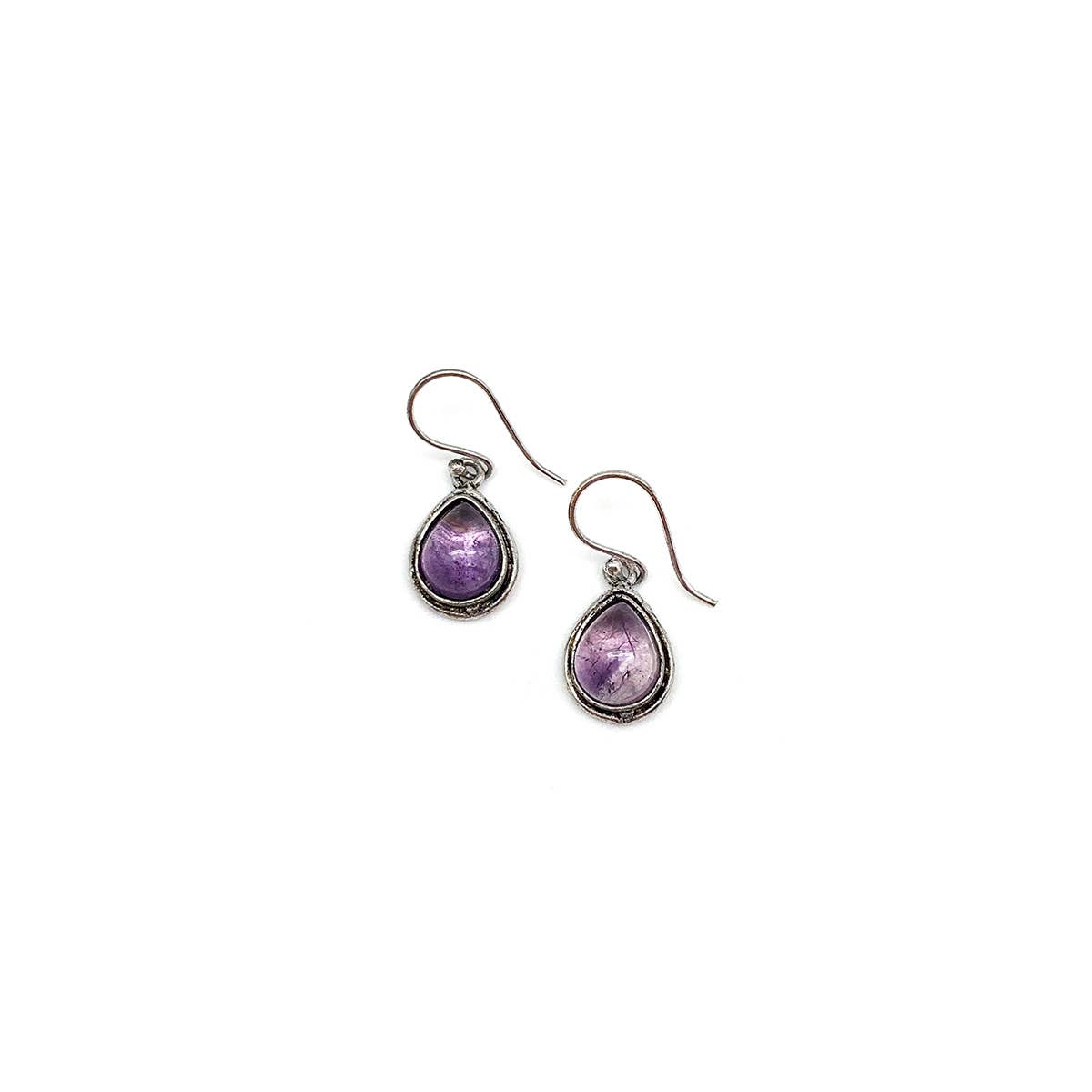 Handcrafted Semiprecious Small Stone Earrings - Amethyst