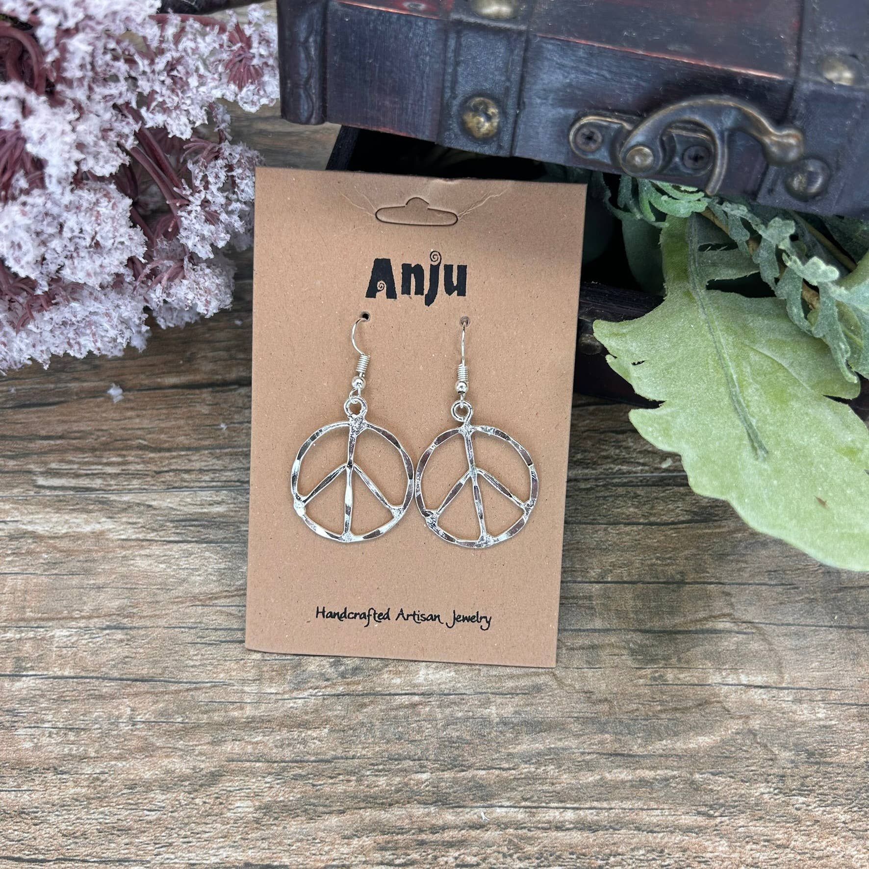 Silver Plated Earrings - Smaller Size Peace Sign