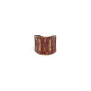 Brass Patina Ring - Warm Red with Dots and Lines