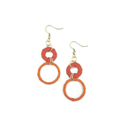 Sachi Raffia Rings Earrings - Rust Large and Small Rings