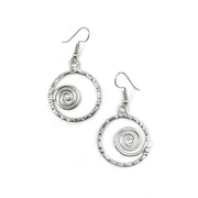 Silver Plated Earrings - Small Spiral in Hoop