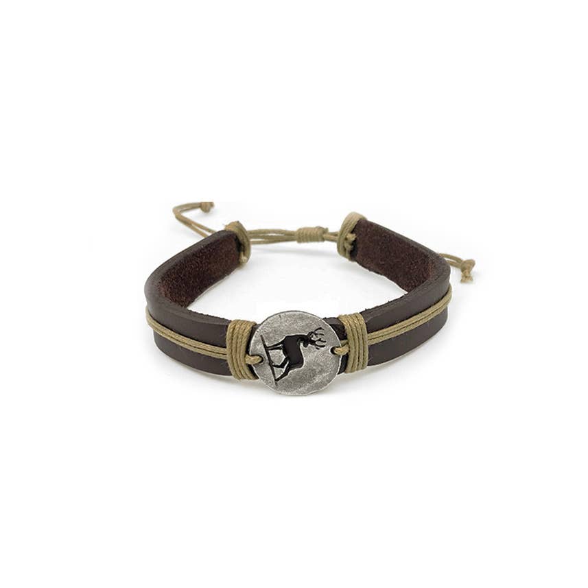 Pull Tie Leather Bracelet - Deer Cutout