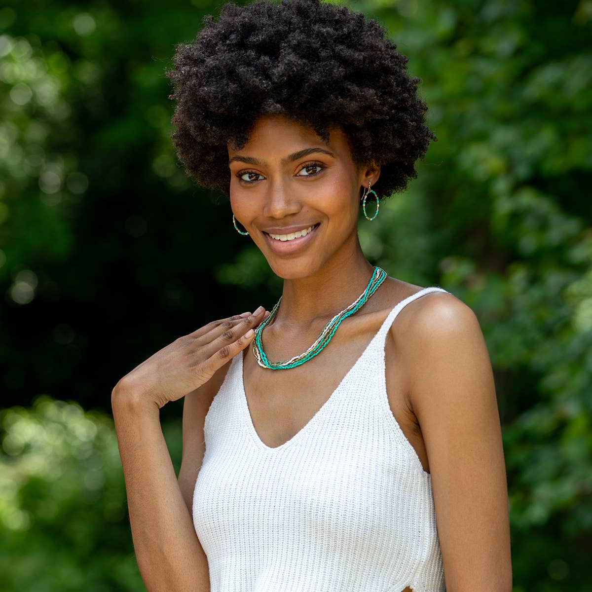 Seed Bead Multi-Strand Bib Necklace - Multiple Color Styles