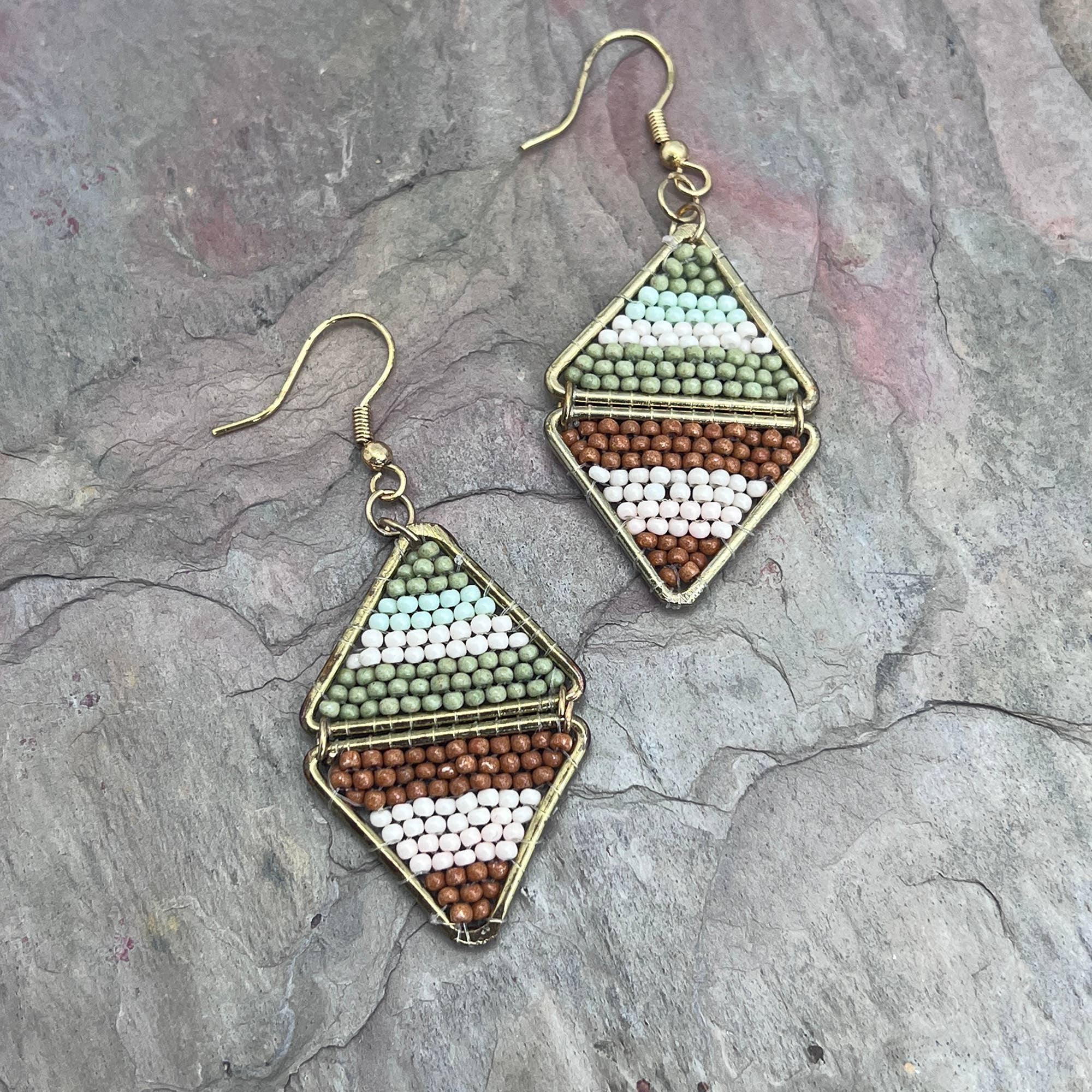 Seed Bead Layered Triangles Earrings - Multiple Color Styles