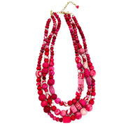 Aasha Trinity Blush Kantha beaded Layered Necklace