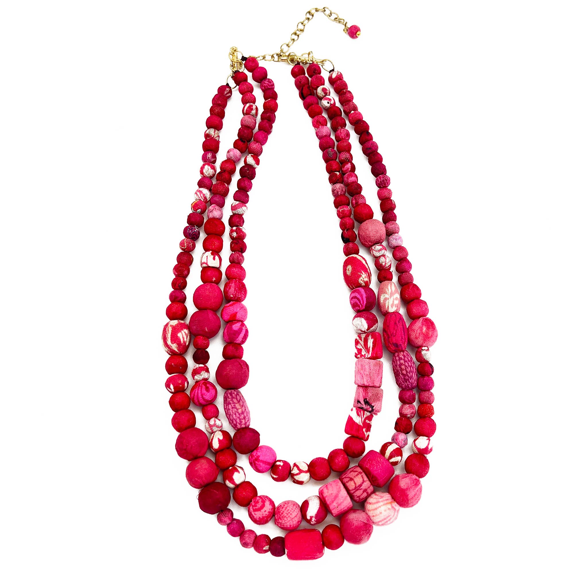 Aasha Trinity Blush Kantha beaded Layered Necklace