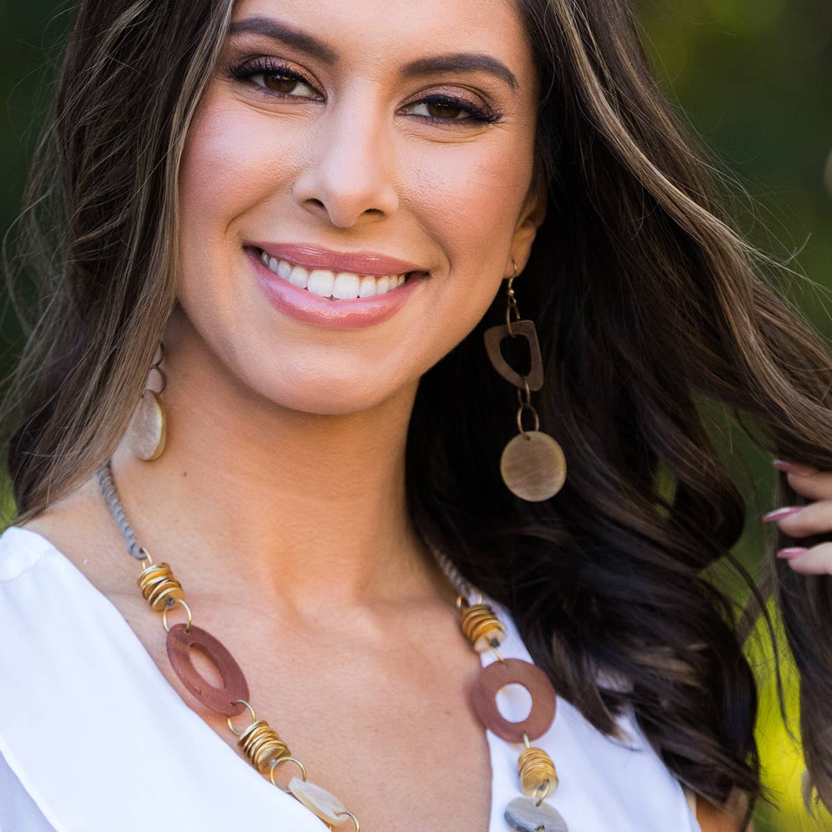 Omala Natural Beige Collection Earrings - Abstract and Disc