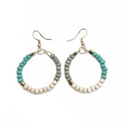 Prismatic Hues Hoop Earrings - Gray, Turquoise, White