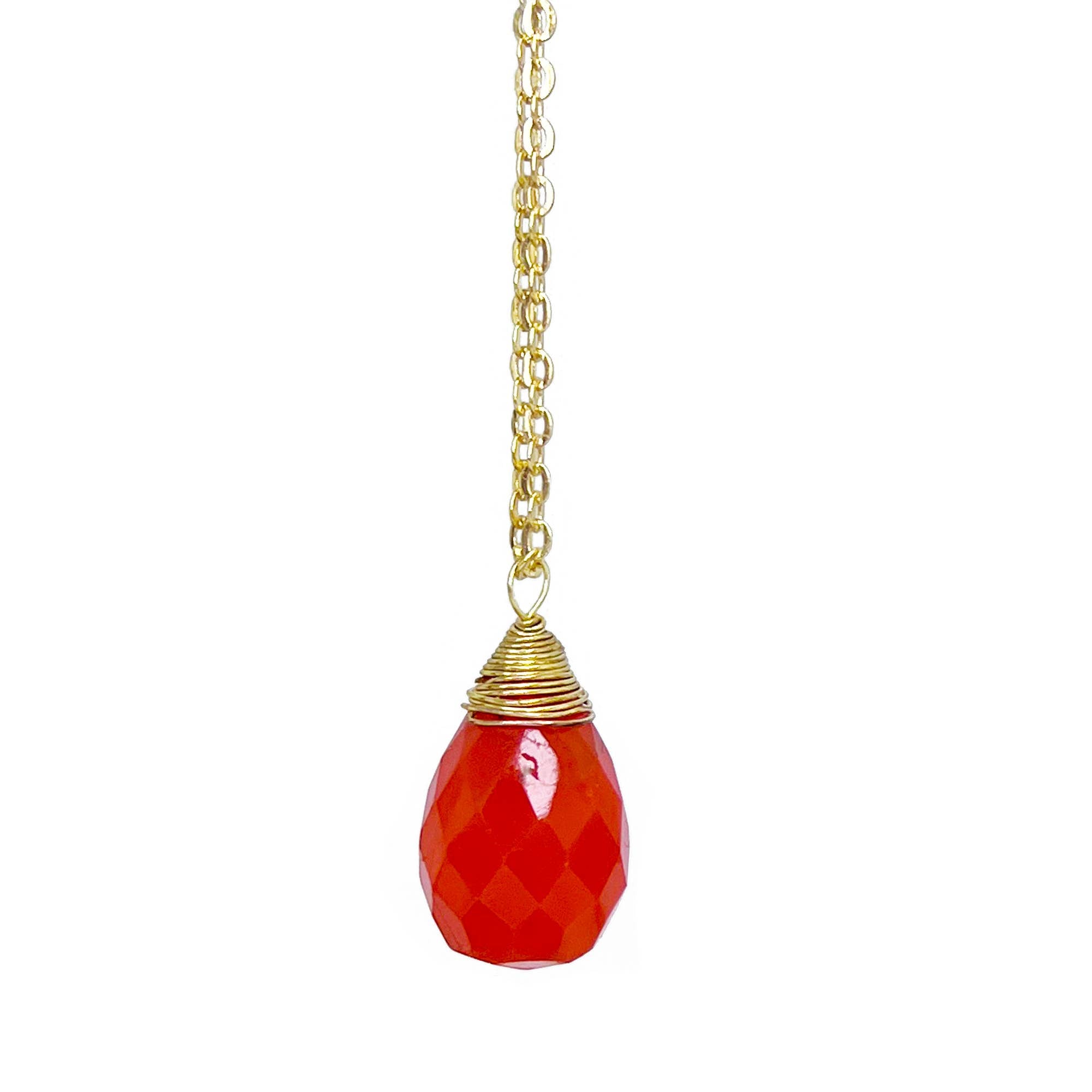 Gold-Plated Carnelian Teardrop Necklace