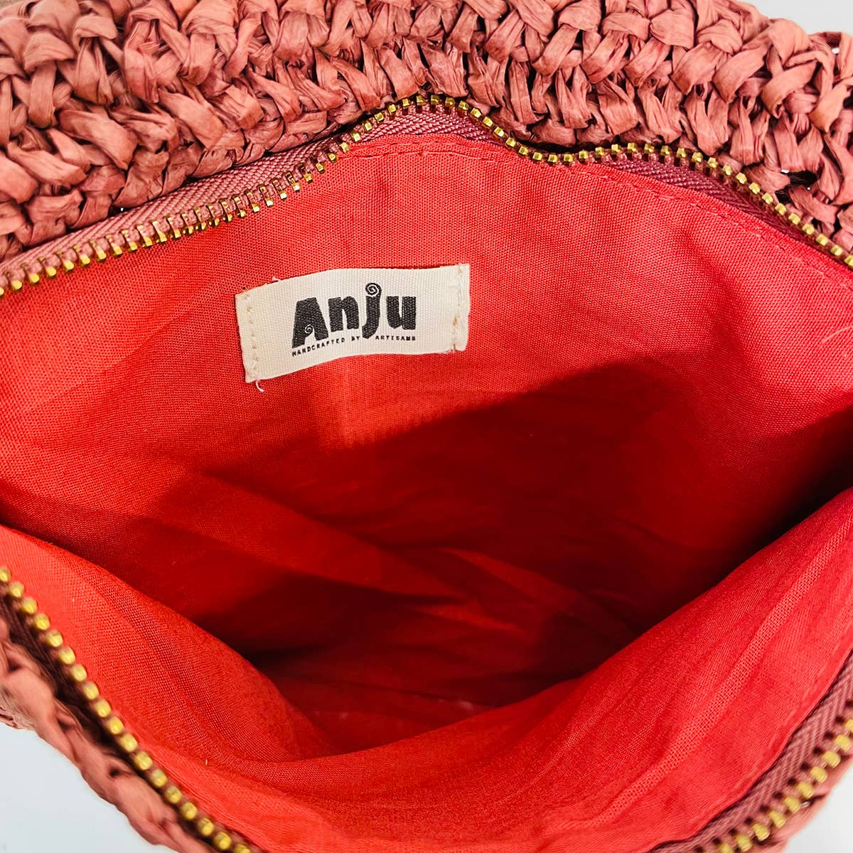Rhea Bag - Raffia Fringe Envelope Crossbody Bag - Pink