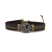 Pull Tie Leather Bracelet - Butterfly with Flowers