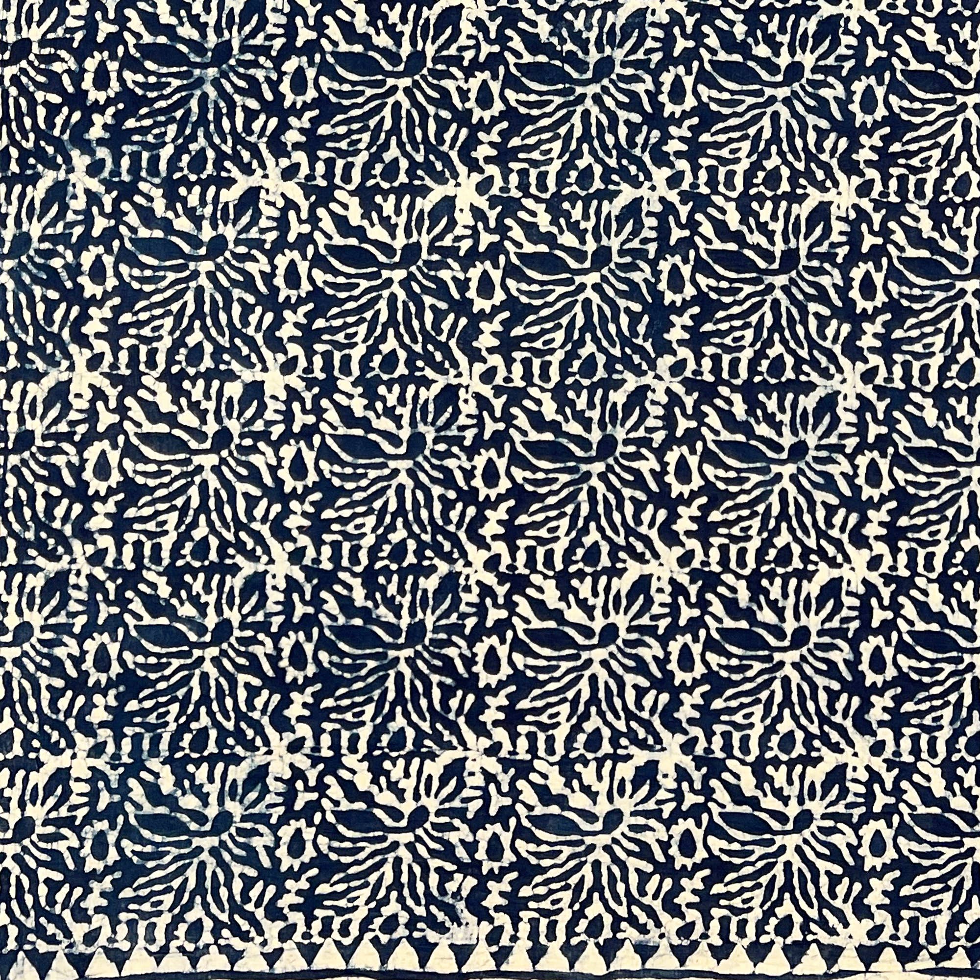 Handcrafted Cotton Sarong - Navy Abstract Leaf