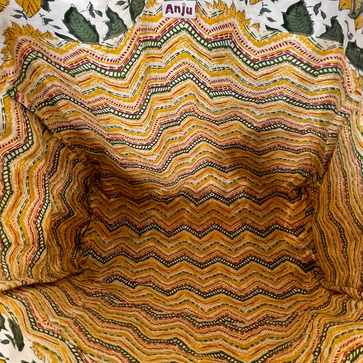 Handcrafted Canvas Bag with Block-Printed  Radiant Sunflower