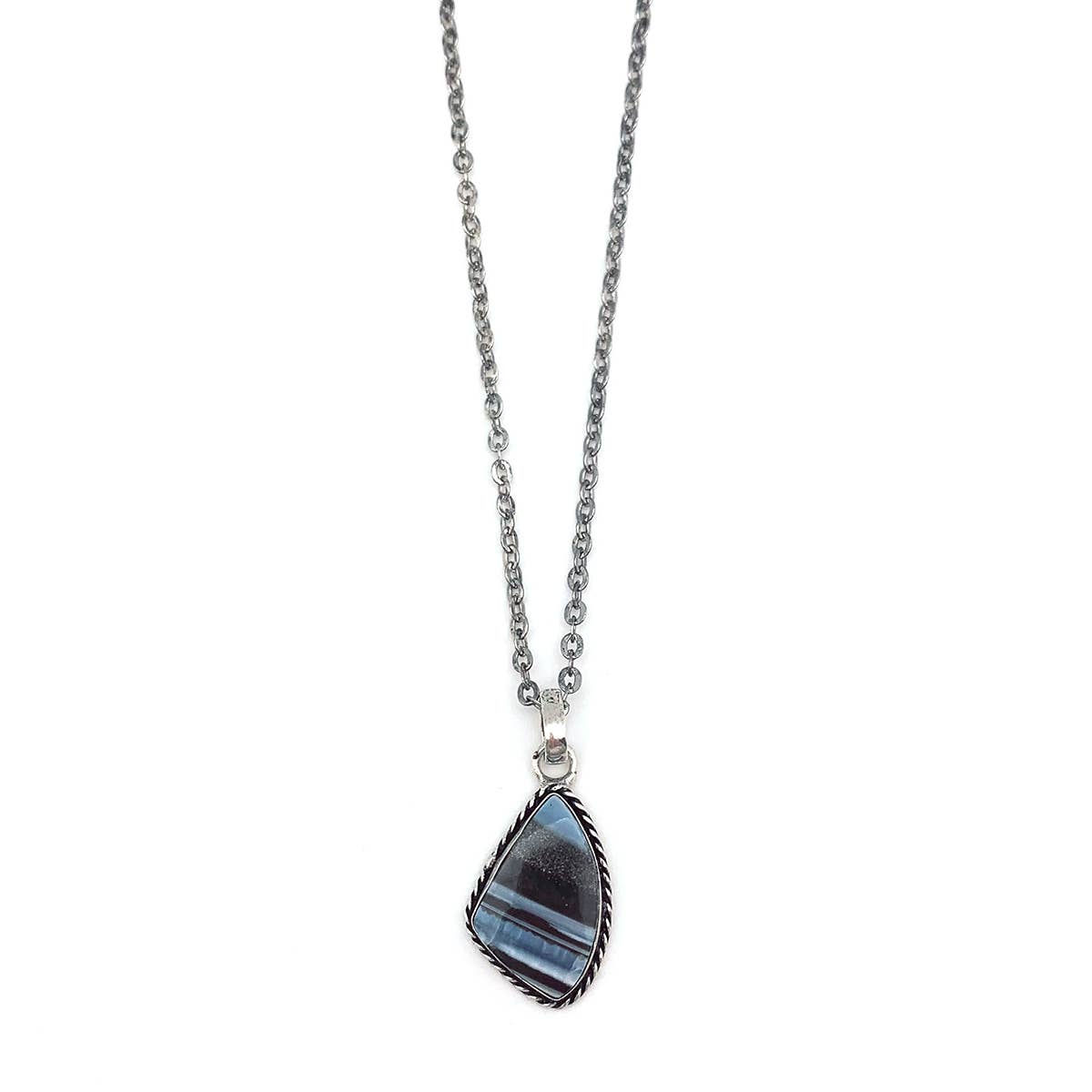 Handcrafted Kashi Semiprecious Stone Necklace - Blue Opal