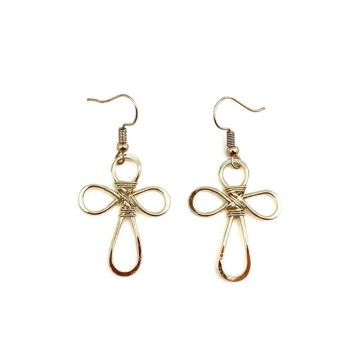 Gold Plated Earrings - Smaller Size Rounded Cross