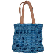 Lily Bag - Raffia bag with leather handles - Blue