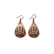 Mama Bear Text Bear Claw Copper Engraved Earrings