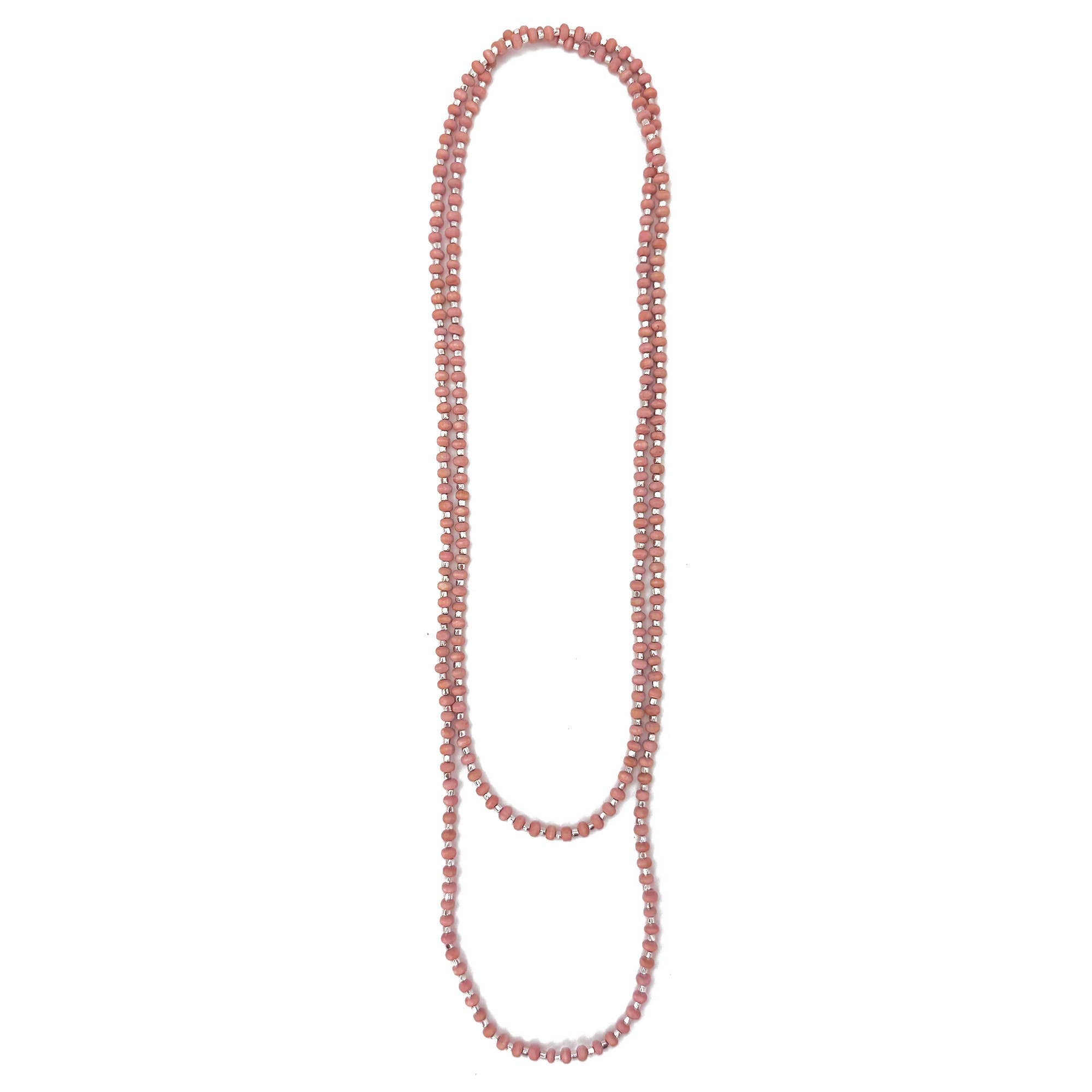 Sachi Long Wood Bead Necklace - Pink