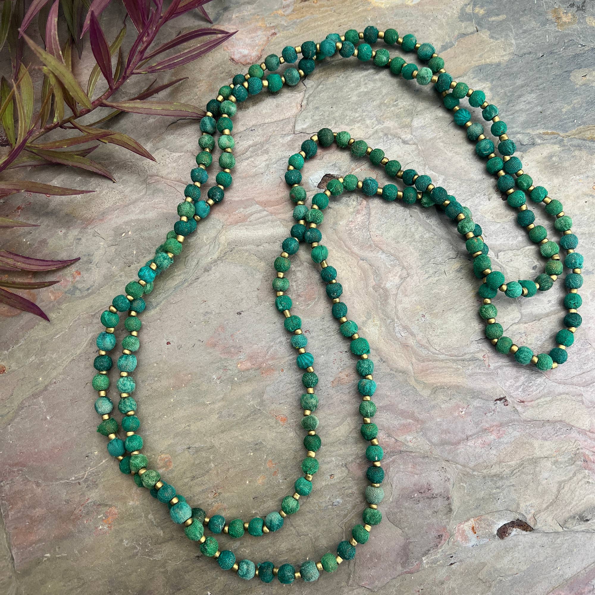 Aasha Seagrass Kantha Beaded Layered & Handcrafted Necklace