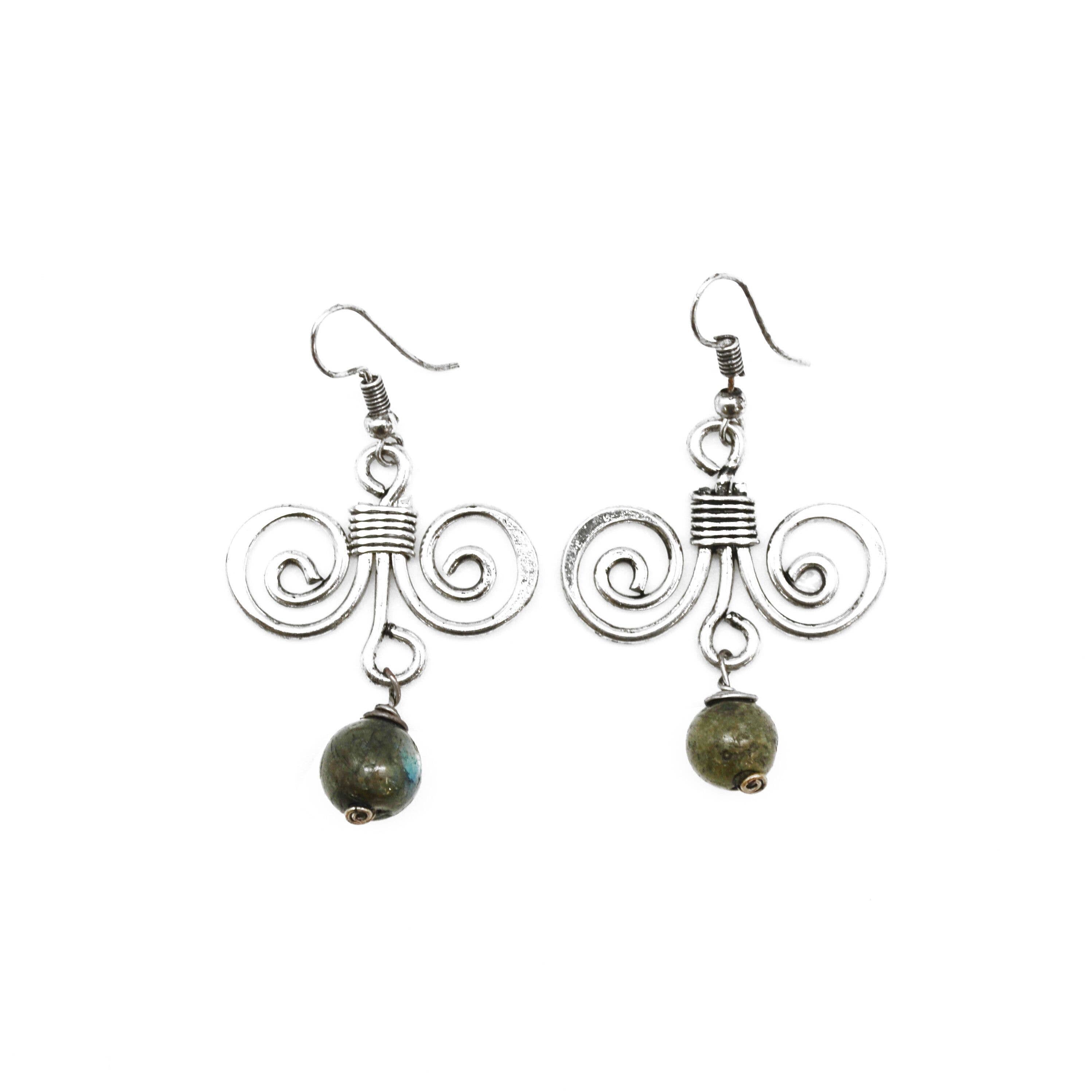 Banjara Silver Curls and Labradorite Earrings