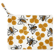 Handcrafted Canvas Pouch with Block-Printed Honey Bees