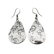 Flamingo Silver Engraved Earrings