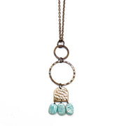 Banjara Collection Necklace - Hammered Brass and Amazonite