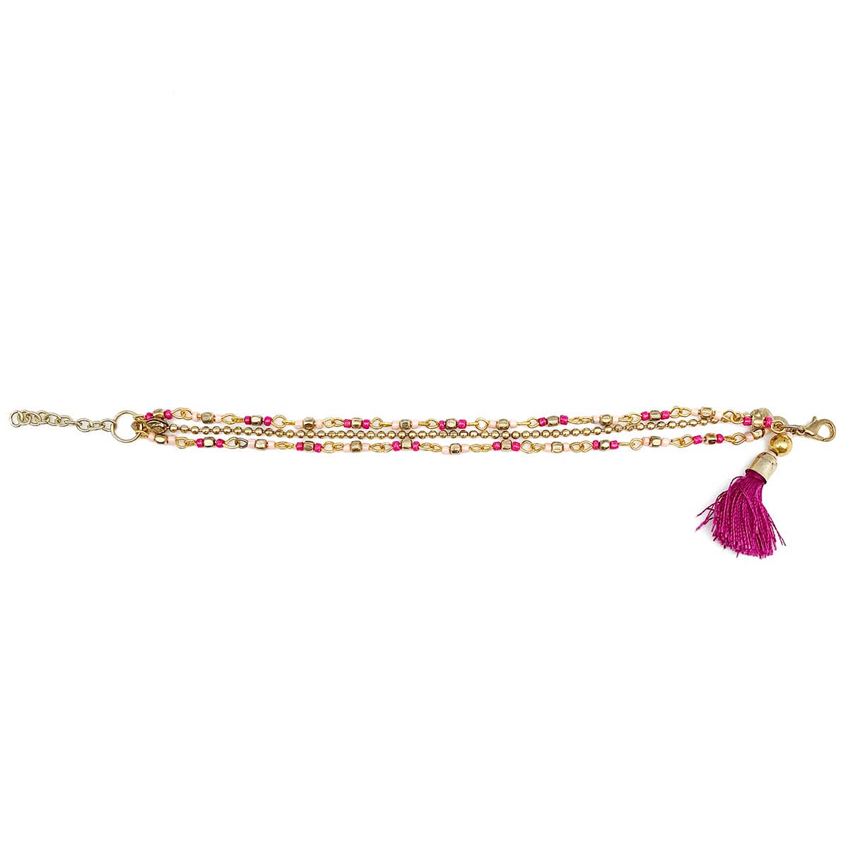 Sachi Cerise Collection Bracelet - Beaded Layers & Tassel