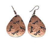 Dragonflies Copper Engraved Earrings