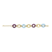 Sachi Raffia Rings Bracelet - Purple and Blue Small Rings