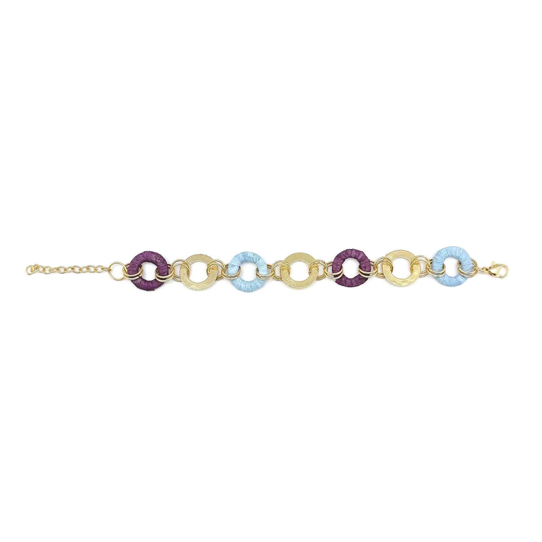 Sachi Raffia Rings Bracelet - Purple and Blue Small Rings